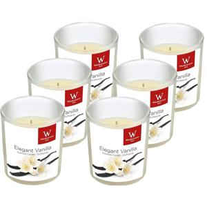 Trend Candles Geurkaars - 6x - in glas - Vanille aroma - 25 branduren - 7 x 8 cm