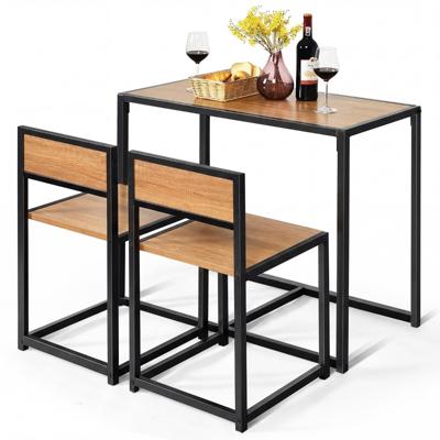 Keukentafel met Stoelen voor 2 Personen Kleine Keukentafel Metalen Frame Compacte Eettafel voor Woonkamer Keuken Balkon (Natuurlijk)