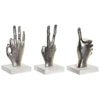 Decoratieve figuren DKD Home Decor Zilverkleurig 10 x 10 x 20 cm (3 Stuks)