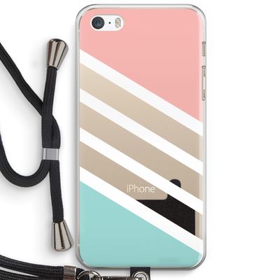 Strepen pastel: iPhone 5 / 5S / SE Transparant Hoesje met koord