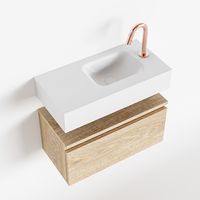 Toiletmeubel Mondiaz Andor | 60 cm | Meubelkleur Washed oak | Lex vrijhangend wastafel Talc Rechts | 1 kraangat