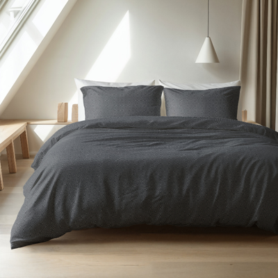 Dekbedovertrek Flanel Jason - Antraciet - Lits-Jumeaux (240x220 Cm) - Antraciet Flanel - Effen - Sleeptime Elegance - Dekbed-Discounter.nl