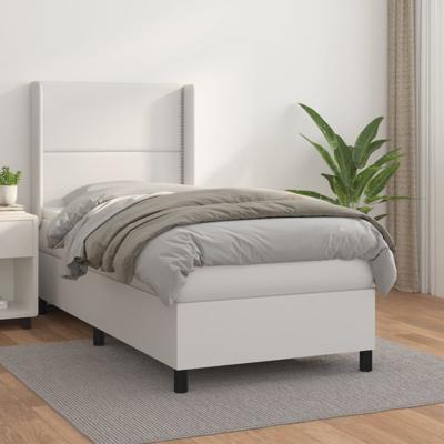 Boxspring met matras kunstleer wit 100x200 cm