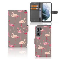 Samsung Galaxy S21 FE Telefoonhoesje met Pasjes Flamingo - thumbnail