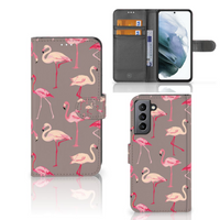 Samsung Galaxy S21 FE Telefoonhoesje met Pasjes Flamingo