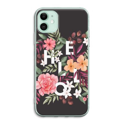 Hello in flowers: iPhone 11 Transparant Hoesje