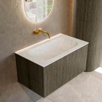 Badmeubel Mondiaz Kurve-Dlux | 80 cm cm | Meubelkleur Shadow | Wastafelkleur Opalo | Solid surface | Wasbak midden spoelbak | Zonder kraangat(en)