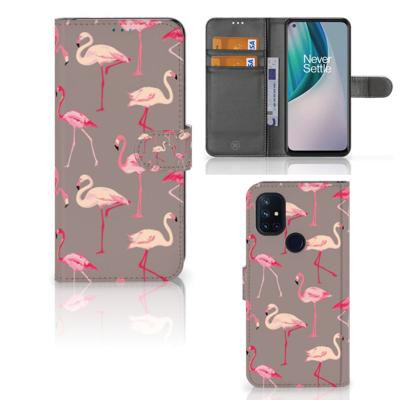 OnePlus Nord N10 | Telefoonhoesje | Met pasjeshouder | Flamingo