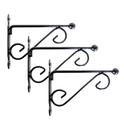 Muurhaak/plantenhaak - 3x stuks - dubbele sierkrul 20 x 16 cm - metaal - voor hang planten potten
