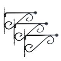 Muurhaak/plantenhaak - 3x stuks - dubbele sierkrul 20 x 16 cm - metaal - voor hang planten potten