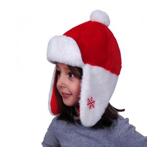 Kerstmuts - pluche - rood/wit - met oorflappen - voor kinderen - wintermutsen