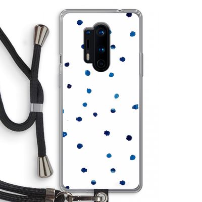 Blauwe stippen: OnePlus 8 Pro Transparant Hoesje met koord
