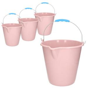 Plasticforte Emmer - 4x stuks - met schenktuit - 12L - oud roze - schoonmaakemmer