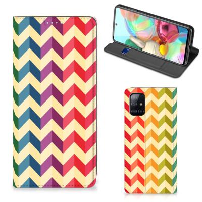 Samsung Galaxy A71 | Hoesje met Magneet | Zigzag Multi Color Samsung Galaxy A71 | Hoesje met Magneet | Zigzag Multi Color