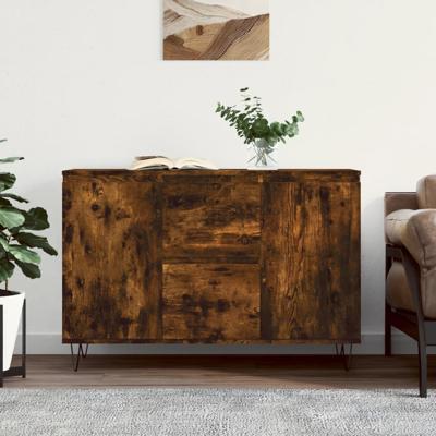 Dressoir 104x35x70 cm bewerkt hout gerookt eikenkleurig