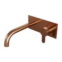 Brauer Copper Edition Wastafelmengkraan inbouw - gebogen uitloop links - hendel plat smal - afdekplaat - model D 1 - PVD - geborsteld koper 5-GK-004-B4