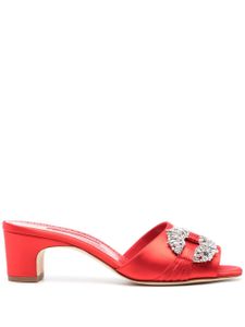 Manolo Blahnik mules Prinap 50 mm satiné - Rouge