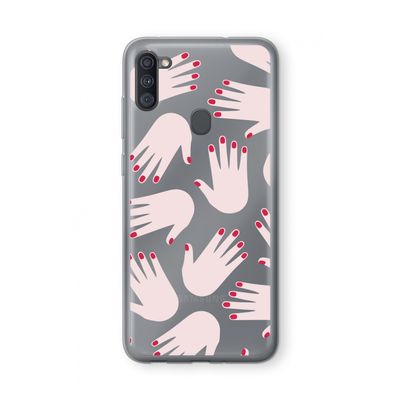Hands pink: Samsung Galaxy A11 Transparant Hoesje