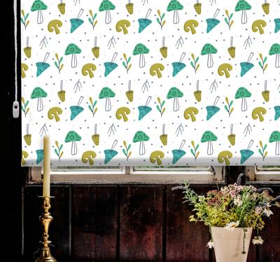 Keuken raambekleding Met de hand getekend lichtblauw paddestoelpa