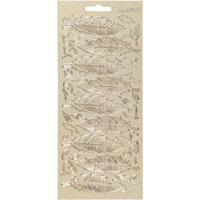 Stickers, veren, vel 10x23 cm, goud, 1 vel