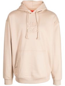 HUGO hoodie en coton à logo embossé - Tons neutres