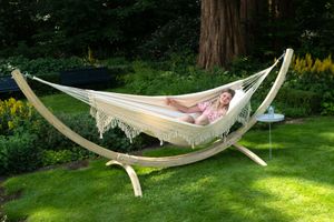 Hangmat met Standaard Tweepersoons 'Wood & Sublime' Natura - Wit / Ecru - Tropilex ®