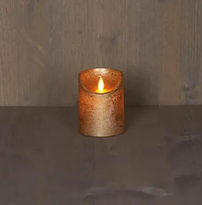 Anna&apos;s Collection LED kaars flame effect rustiek 7.5x10cm goud 1 stuks