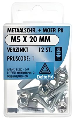 M.schroef moer pk m5x20mm 12st - Deltafix