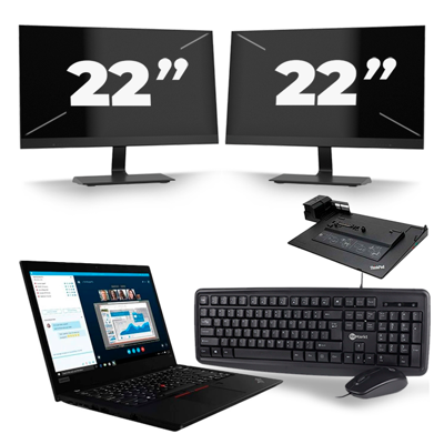 Lenovo ThinkPad L490 - Intel Core i5-8e Generatie - 14 inch - 16GB RAM - 256GB SSD - Windows 11 + 2x 22 inch Monitor