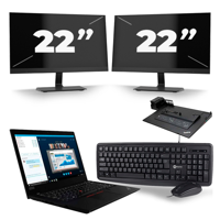 Lenovo ThinkPad L490 - Intel Core i5-8e Generatie - 14 inch - 16GB RAM - 256GB SSD - Windows 11 + 2x 22 inch Monitor
