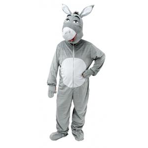 Carnaval verkleed dierenpak Ezel - grijs - volwassenen - grote kop - Donkey - Shrek - jumpsuit