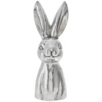 Decoratie beeld paashaas - borstbeeld - zilver - polyresin - 51 cm - haas / konijn - paasdecoratie