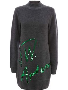 JW Anderson robe courte en maille à logo brodé de sequins - Gris