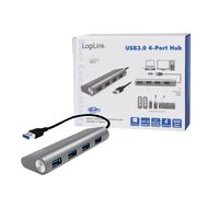 LogiLink UA0307 interface hub USB 3.2 Gen 1 (3.1 Gen 1) Type-A 5000 Mbit/s Aluminium - thumbnail