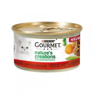 Gourmet Nature&apos;s Creations met rund nat kattenvoer 85g 48 x 85 g