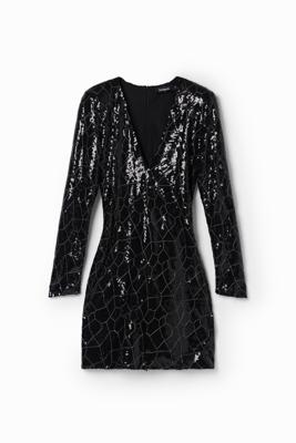 Korte jurk pailletten - BLACK - XL