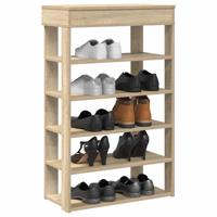 VidaXL Schoenenrek 60x30x98 cm bewerkt hout sonoma eikenkleurig VidaXL Schoenenrek 60x30x98 cm bewerkt hout sonoma eikenkleurig