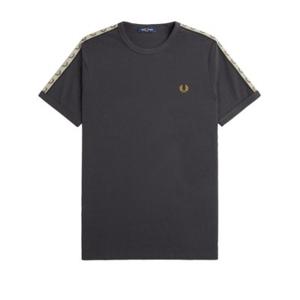 Fred Perry - Contrast Tape Ringer T-Shirt - Donkergrijs/ Zwart