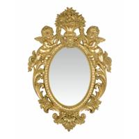 A RESIN WALL MIRROR FLANKED BY TWO PUTTI