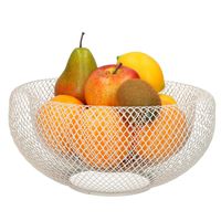 Fruitschaal/fruitmand rond wit metaal 27 cm - thumbnail