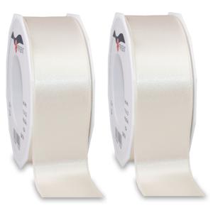 Cadeaulint/sierlint Satijn - 2x - 4 cm x 25 meter - beige - cadeaus inpakken - decoratie