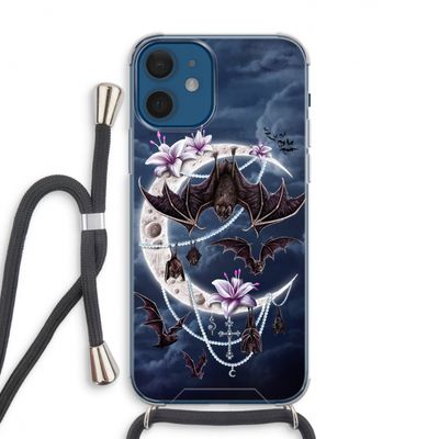 Vleermuizen Maan: iPhone 12 Transparant Hoesje met koord