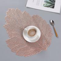 2 stuks blad PVC hittebestendig placemat drankje glas Coaster grootte: 37x47cm (Rose goud)
