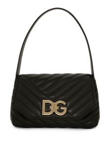 Dolce & Gabbana sac en cuir matelassé à boucle logo - Noir