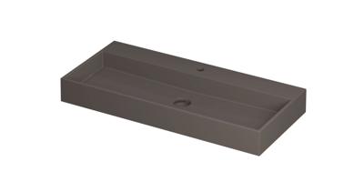 Wastafel United Porselein met 1 kraangat incl. porseleinen click plug en verborgen overloop systeem 100 cm x 45 cm x 11 cm Mat basento 0206073