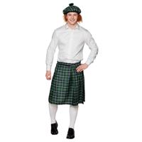 Schotse verkleed kilt met baret - groen - heren - Schotland rok - verkleedkleding - Carnavalskleding