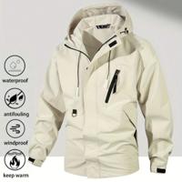 Men's Waterproof Windbreaker - Hooded White Outdoor Hiking Jacket S