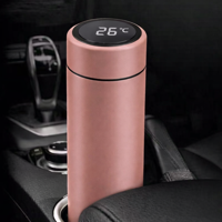 Thermosfles met Thermometer roze