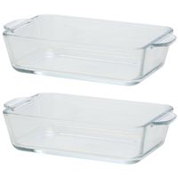 8x Rechthoekige glazen mini ovenschalen 500 ml 20 x 11 x 5 cm - thumbnail