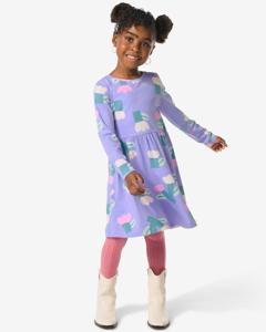 HEMA Kinderjurk Bloemen Paars (paars)